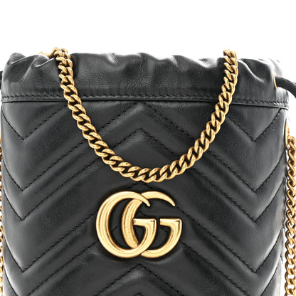 Gucci Calfskin Matelasse Mini GG Marmont 2.0 Bucket Bag Black 8 of 11