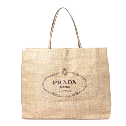 Prada Raffia Logo Tote Naturale 1 of 10