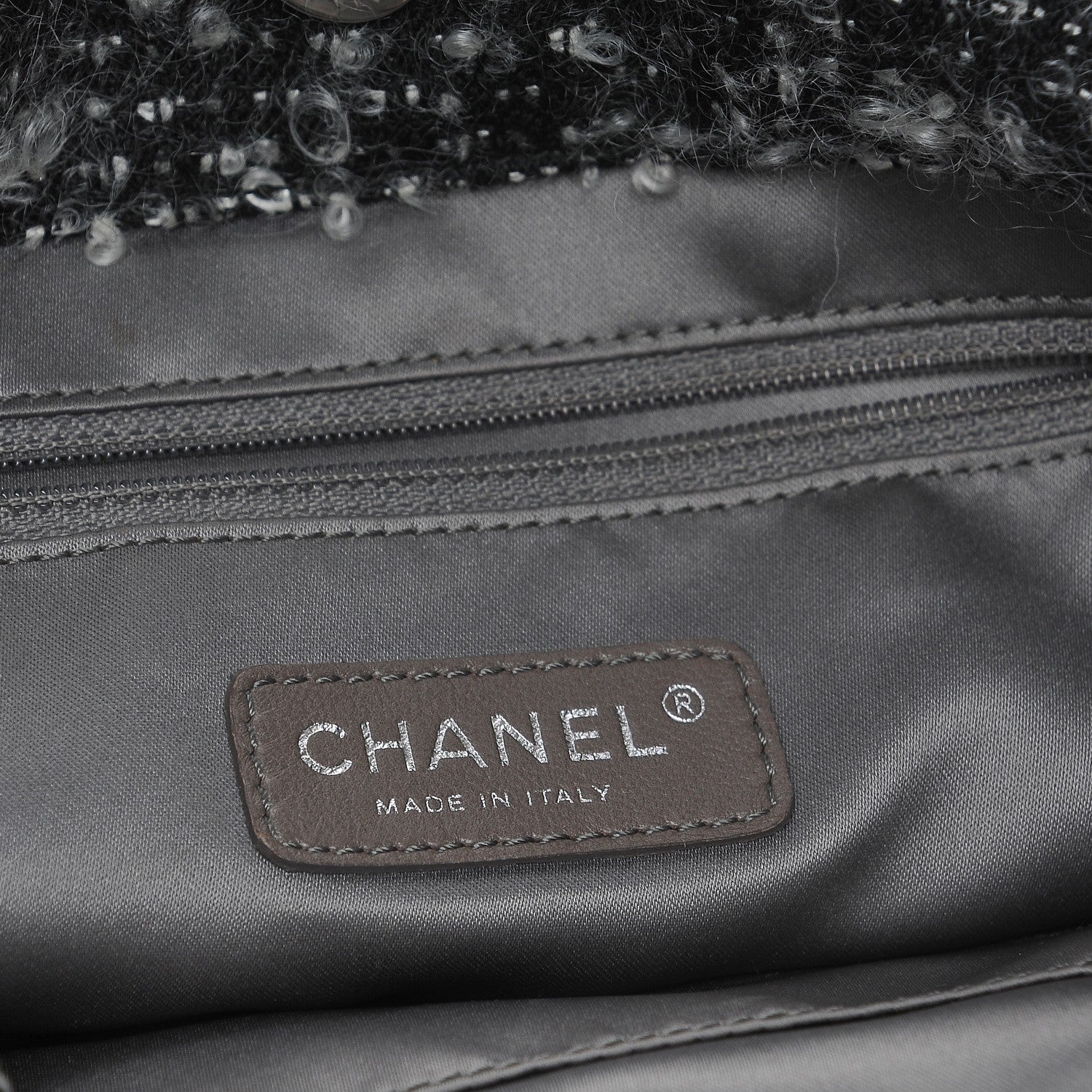 Chanel Tweed Lambskin Drawstring Tweedy Tote Black 7 of 8