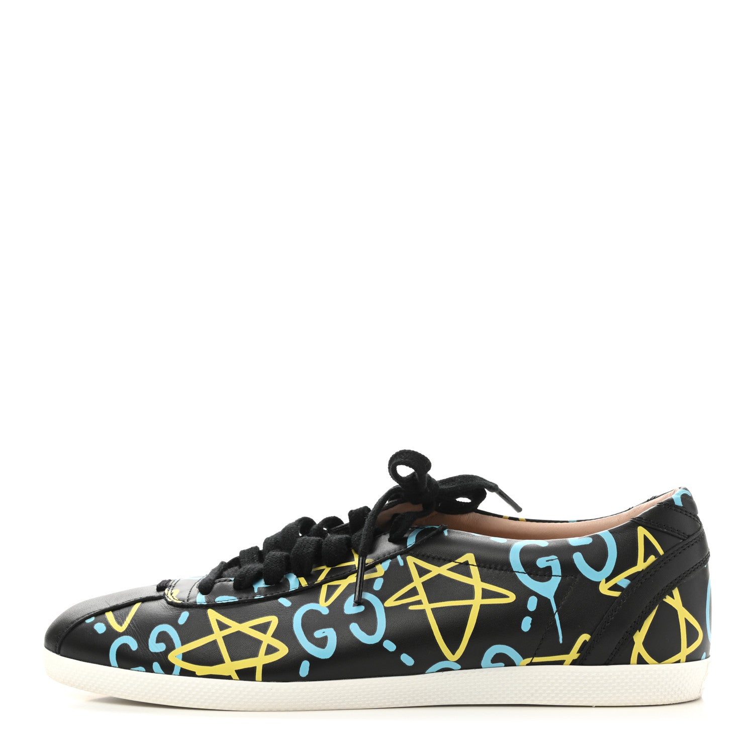 Gucci Calfskin GucciGhost Print Womens Low Top Sneakers 39.5 Black New Acquamarine 1 of 10
