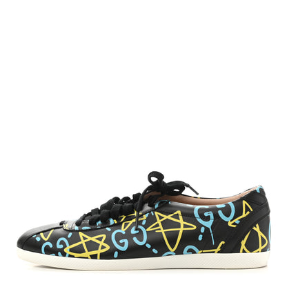 Gucci Calfskin GucciGhost Print Womens Low Top Sneakers 39.5 Black New Acquamarine 1 of 10