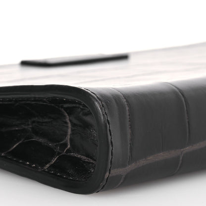 Alexander McQueen Calfskin Crocodile Embossed Knuckle Flat Zip Clutch Black 10 of 16