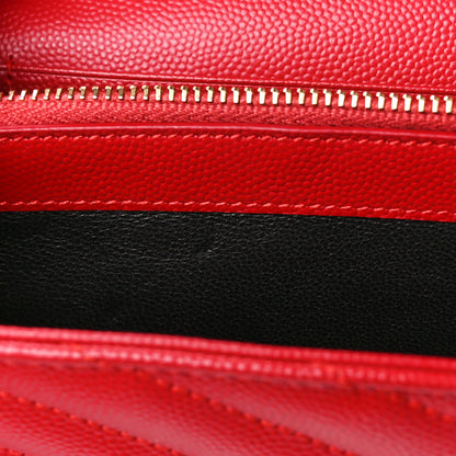 Saint Laurent Grain De Poudre Matelasse Chevron Monogram Chain Wallet New Red 7 of 10