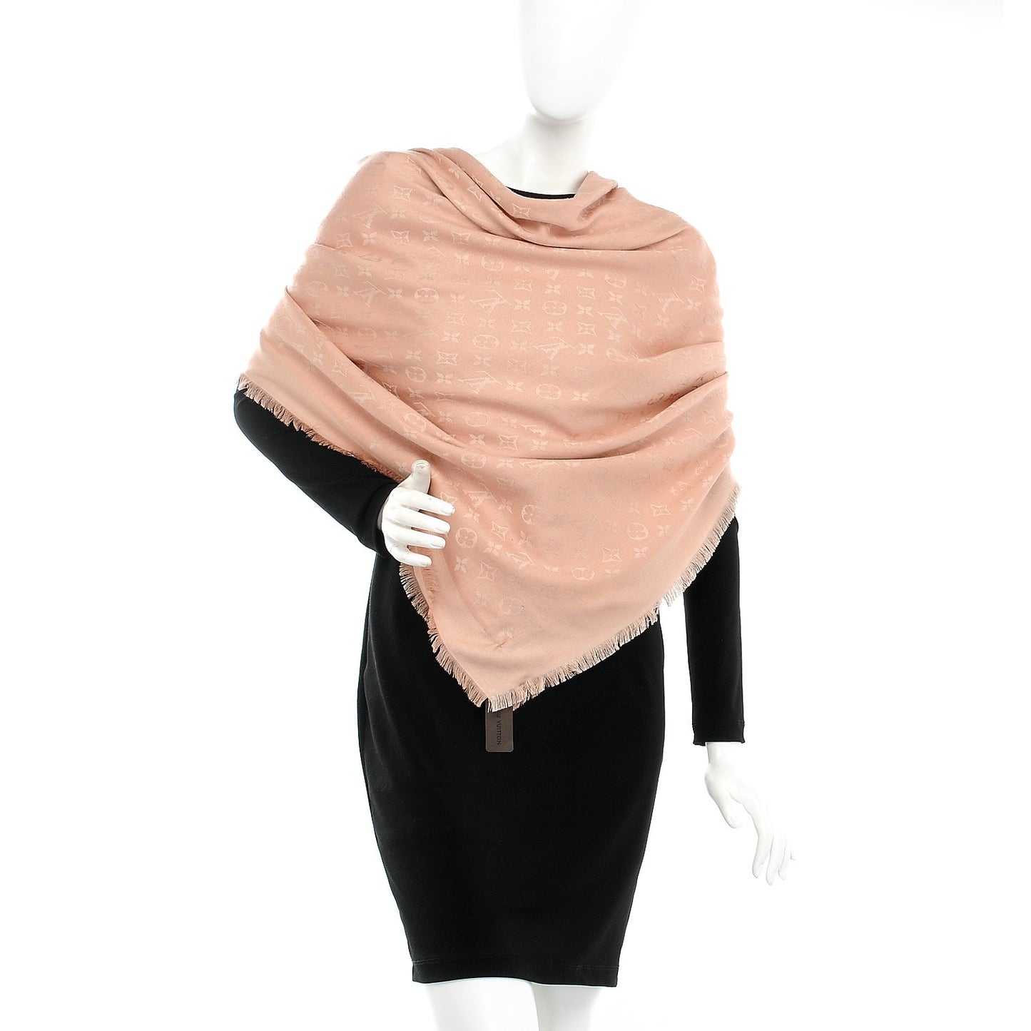 Silk Wool Monogram Shawl Nude