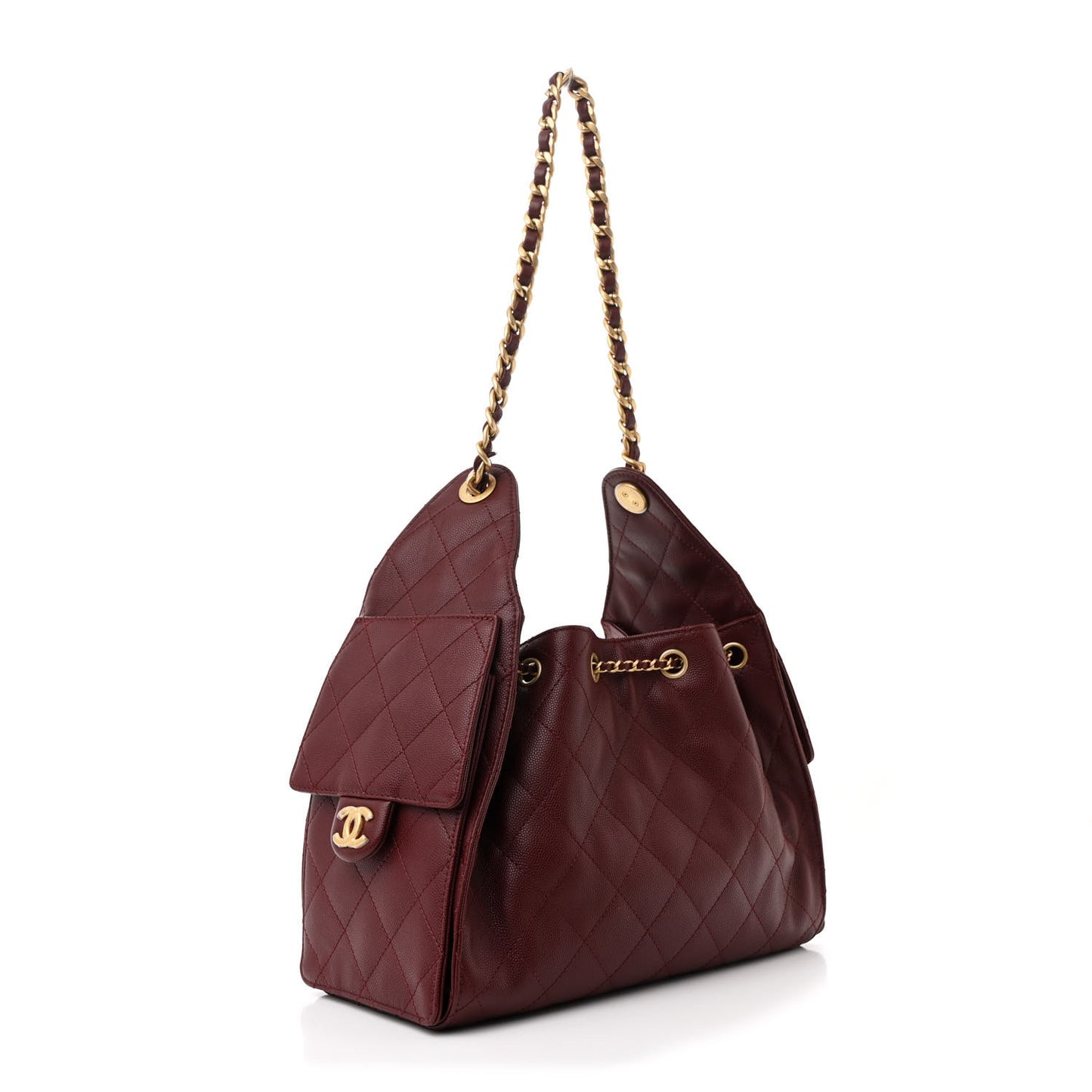 Caviar Quilted Small Chanel 25 Handbag Burgundy