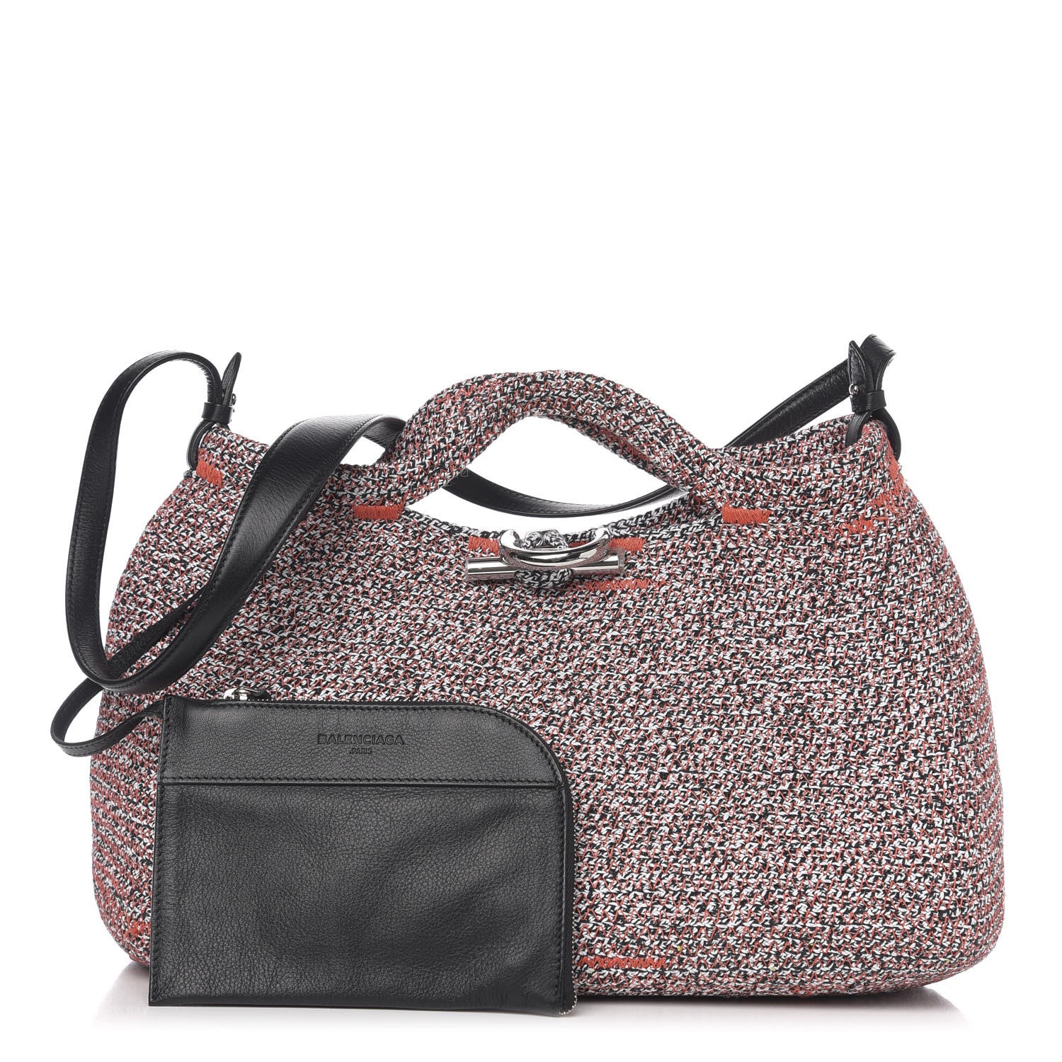 Balenciaga Tweed Toggle Convertible Tote Orange 1 of 9