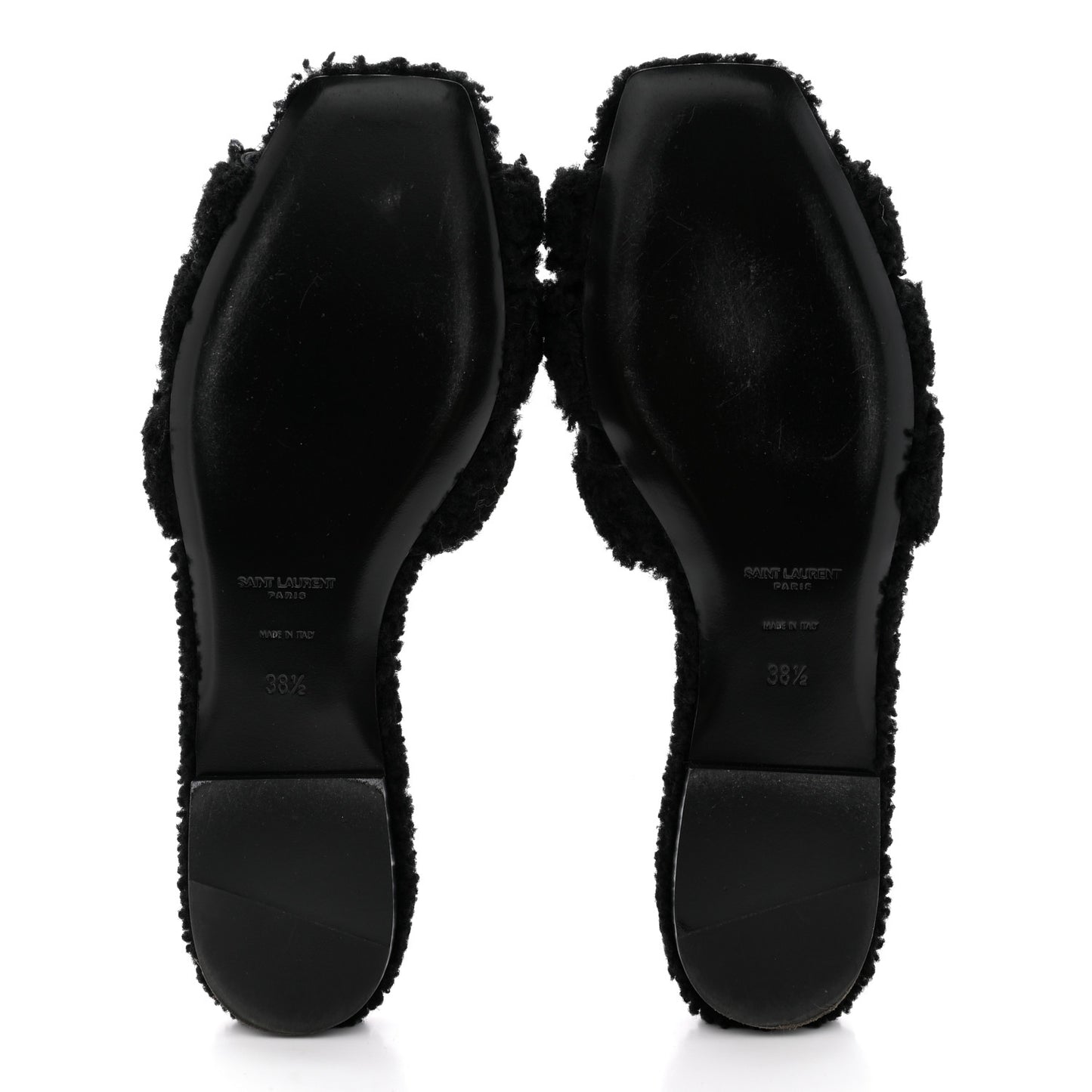 Shearling Tribute Flat Mules 38.5 Black