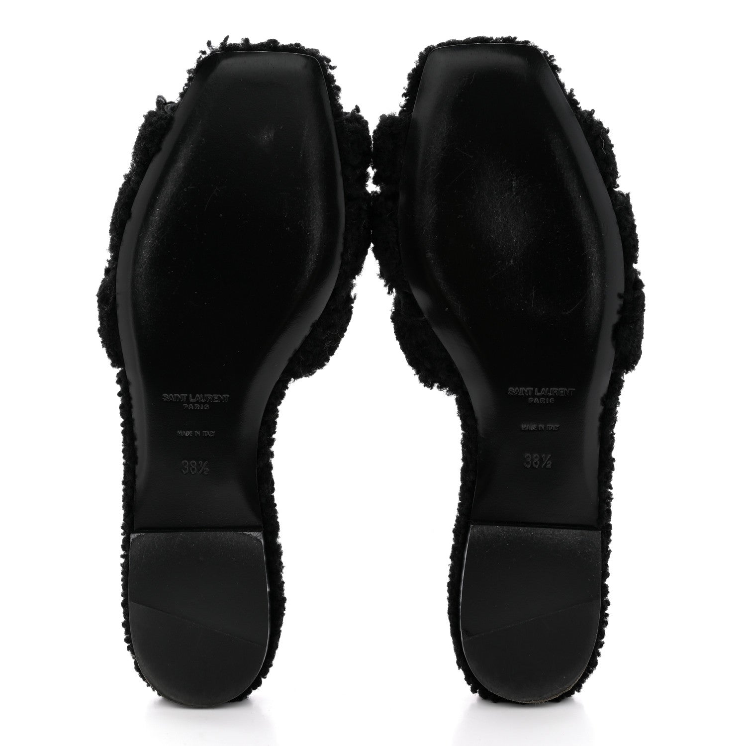 Saint Laurent Shearling Tribute Flat Mules 38.5 Black 5 of 13