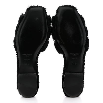 Saint Laurent Shearling Tribute Flat Mules 38.5 Black 5 of 13