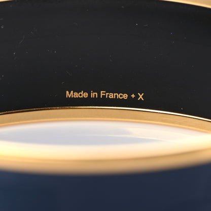Hermes Enamel Wide Printed Sellier Bracelet 65 Bleu De Genes 5 of 6