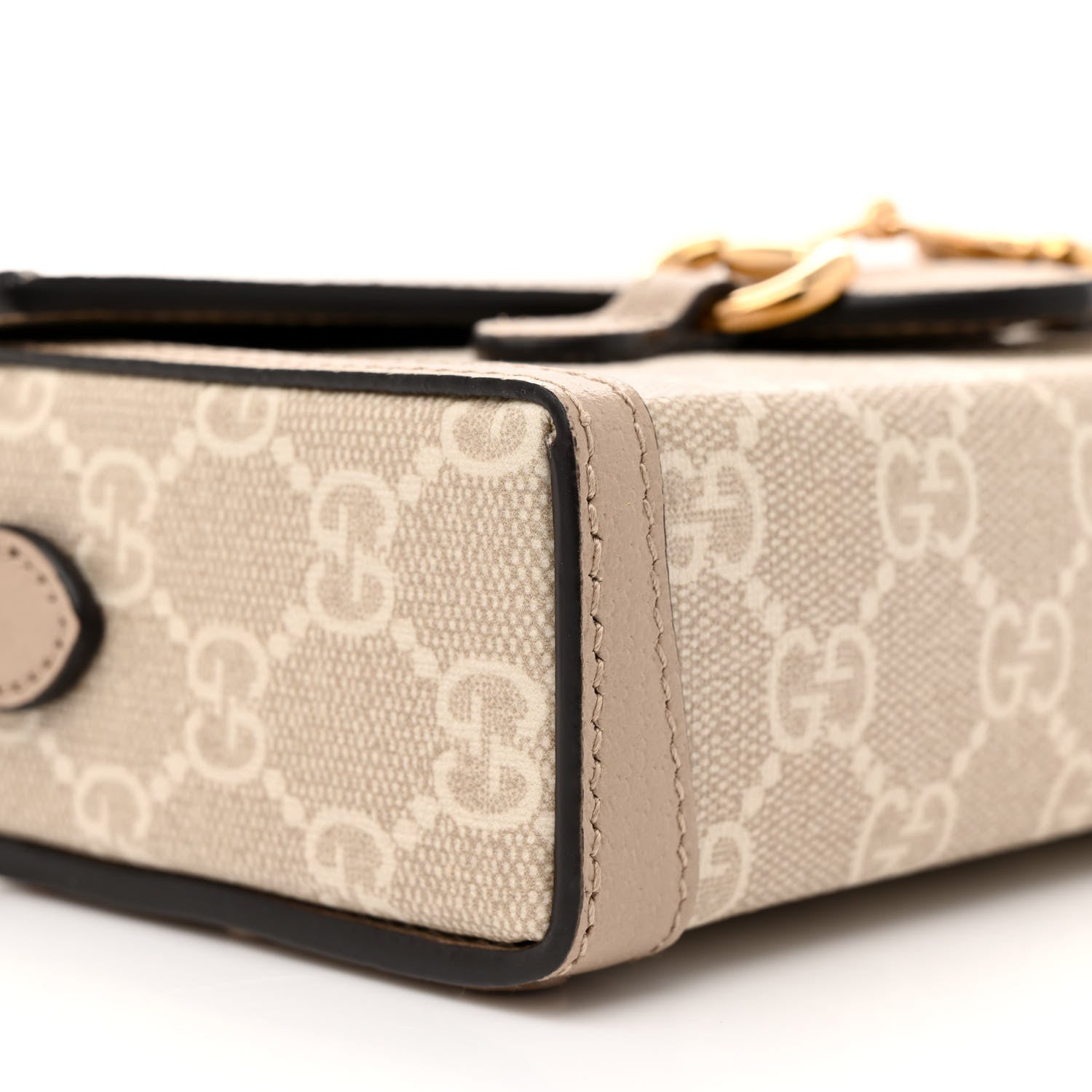 Gucci GG Supreme Monogram Textured Dollar Calfskin Mini Horsebit 1955 Shoulder Bag Beige Mystic White Oatmeal 9 of 11