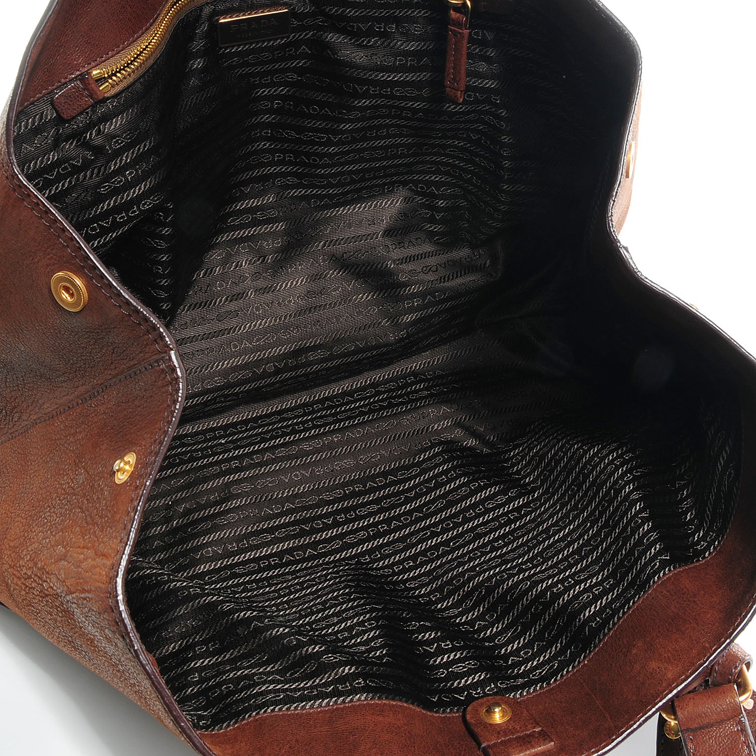 Prada Antique Leather Buckle Tote Bruciato 6 of 7