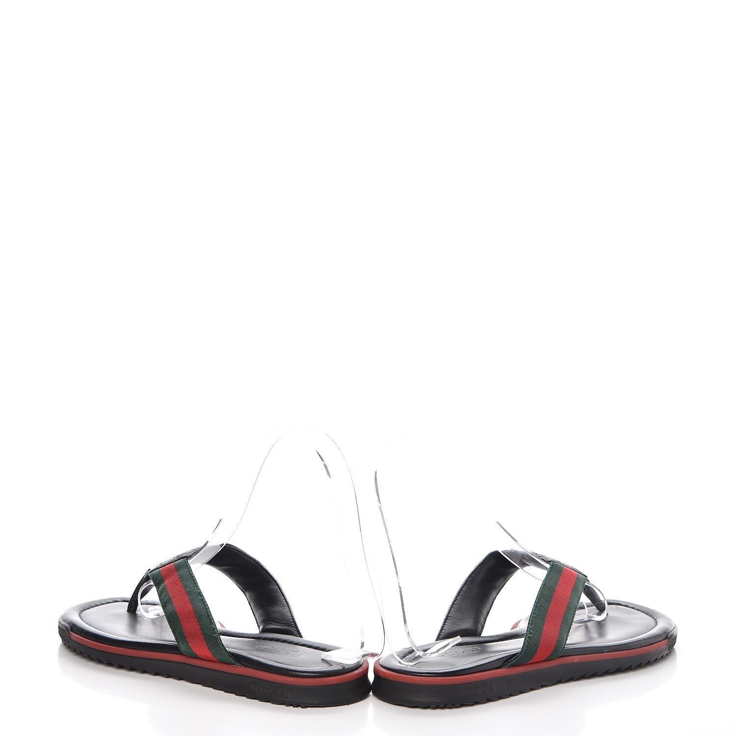 Gucci Nappa Nylon Guccissima Web Womens Thong Sandals 37 Green Red Black 5 of 11