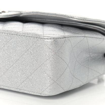 Chanel Glittered Metallic Caviar Quilted Medium Double Flap Silver 9 of 9