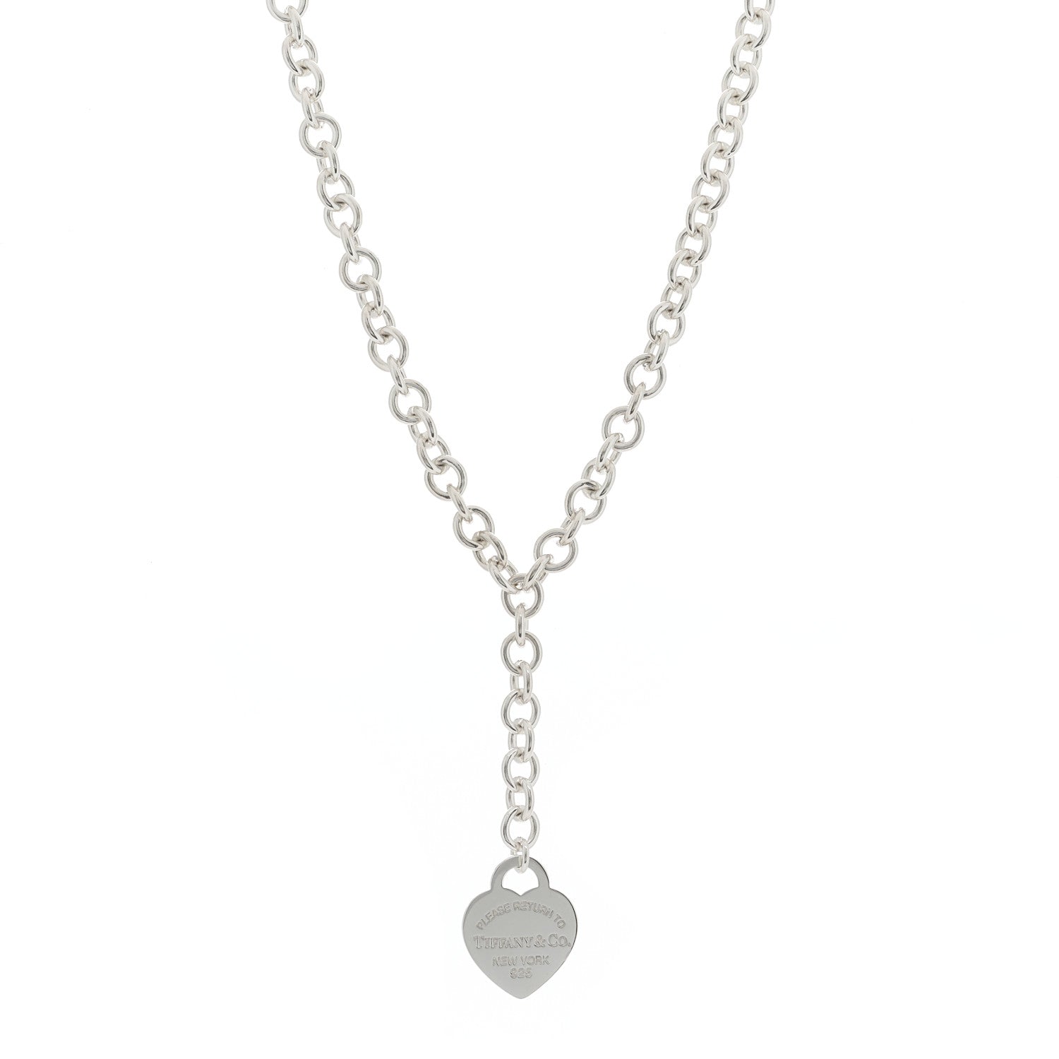 Tiffany Sterling Silver Return To Tiffany Heart Tag Lariat Necklace 1 of 5
