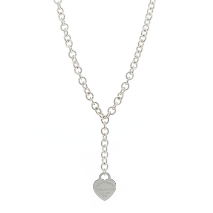 Tiffany Sterling Silver Return To Tiffany Heart Tag Lariat Necklace 1 of 5