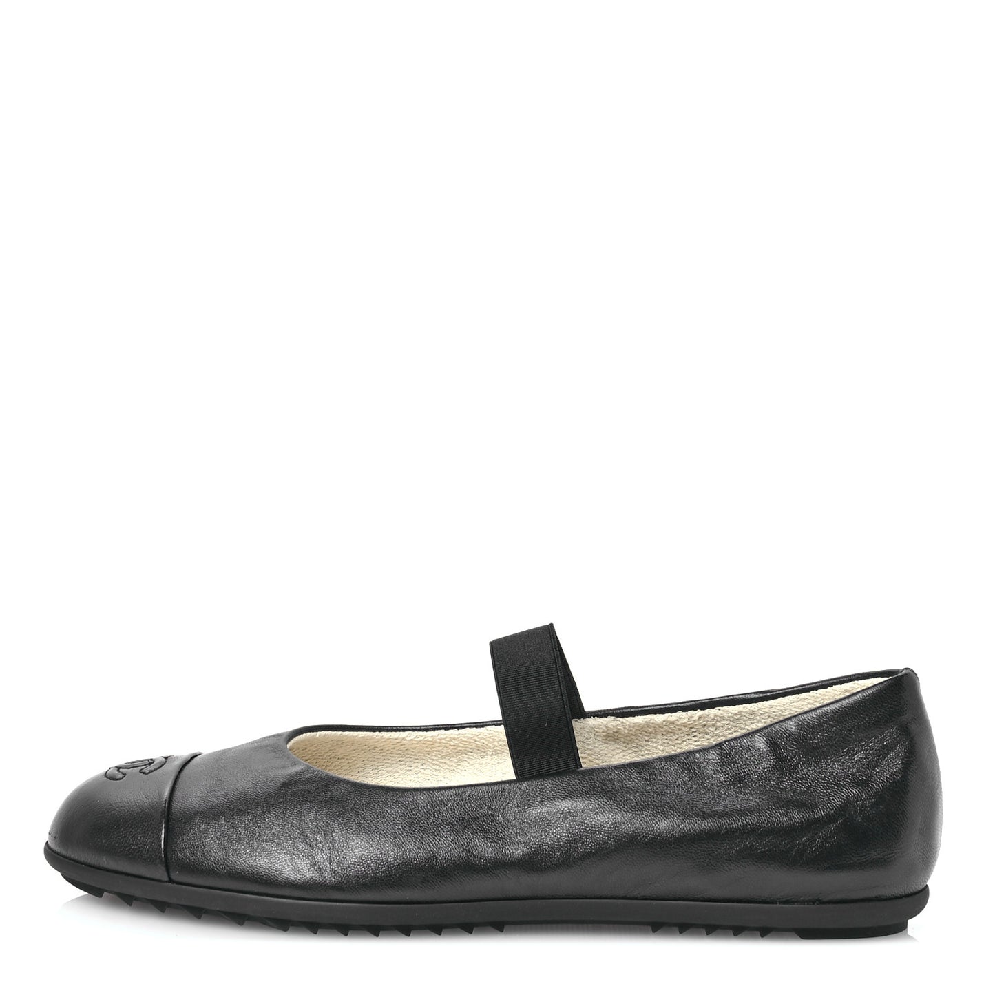 Lambskin Cap Toe CC Mary Jane Flats 40 Black