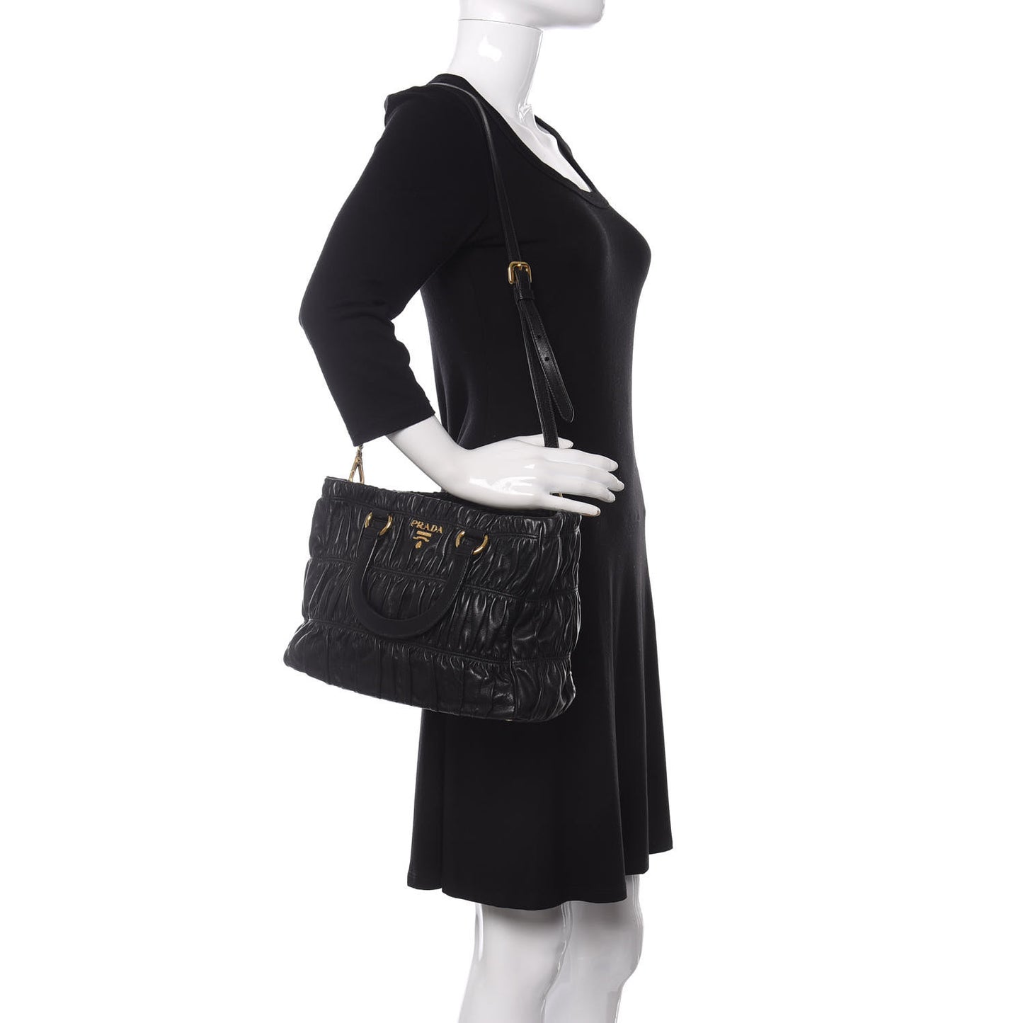 Nappa Gaufre Top Handle Tote Black