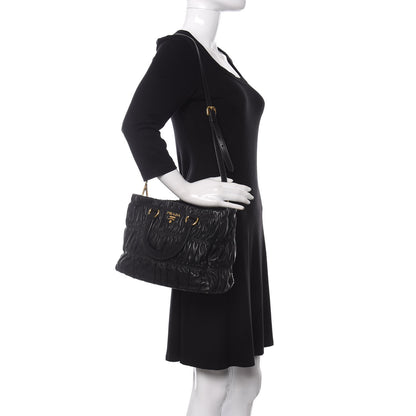 Prada Nappa Gaufre Top Handle Tote Black 2 of 10