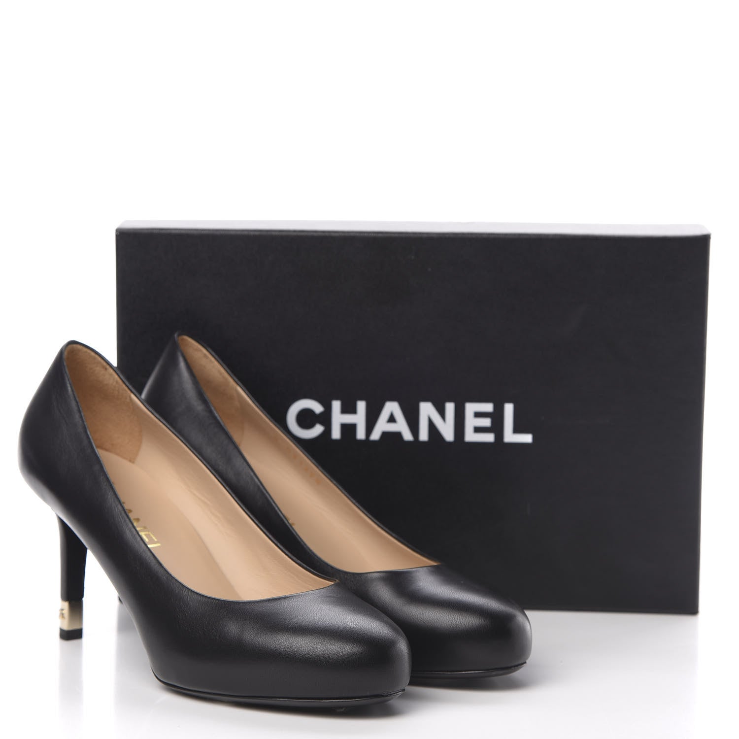 Chanel Lambskin CC Pumps 37.5 Black 8 of 8