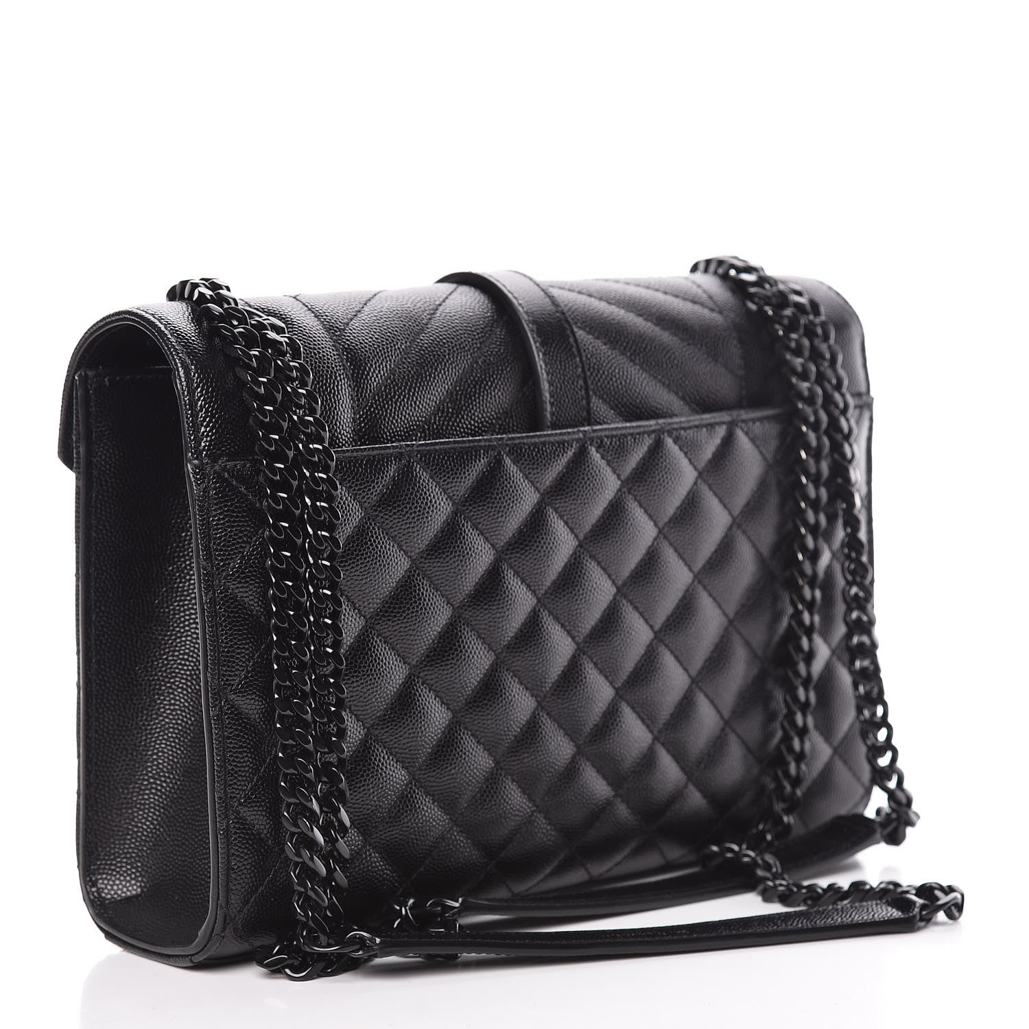Saint Laurent Grain De Poudre Textured Mixed Matelasse Triquilt Medium Monogram Satchel Black 3 of 10