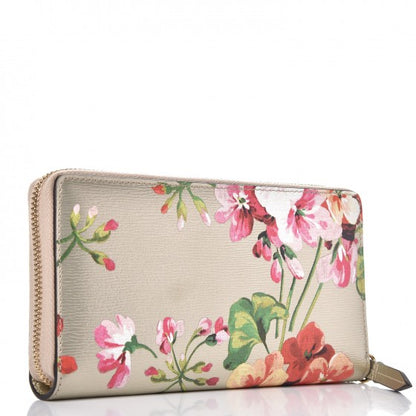 Gucci Metallic Shangai Calfskin Blooms Print Zip Around Wallet Gold Multicolor 3 of 8