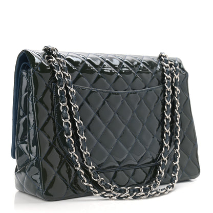 Chanel Patent Quilted Maxi Double Flap Blue 2 of 14