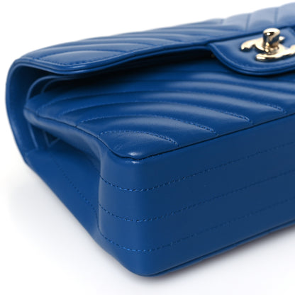 Chanel Lambskin Chevron Quilted Small Double Flap Blue 9 of 10