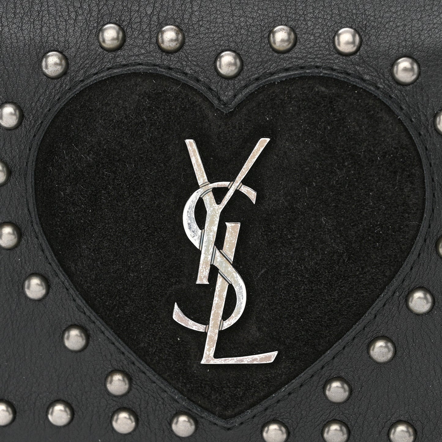 Grained Calfskin Studded Medium Monogram Heart Sunset Black