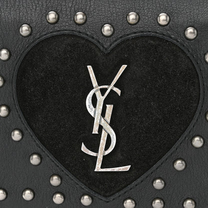 Saint Laurent Grained Calfskin Studded Medium Monogram Heart Sunset Black 11 of 14