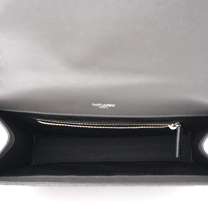 Saint Laurent Grain De Poudre Textured Mixed Matelasse Large Triquilt Monogram Satchel Asphalt 5 of 10