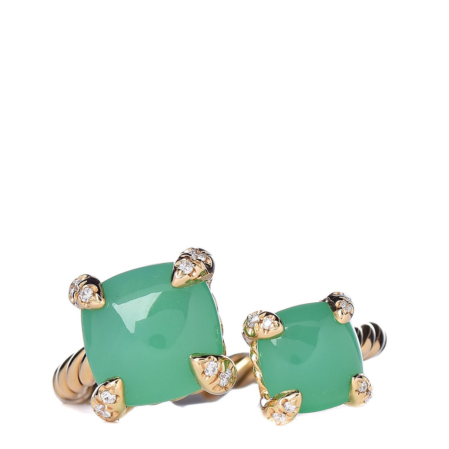 18K Yellow Gold Diamond Chrysoprase Chatelaine Bypass Ring 54 7