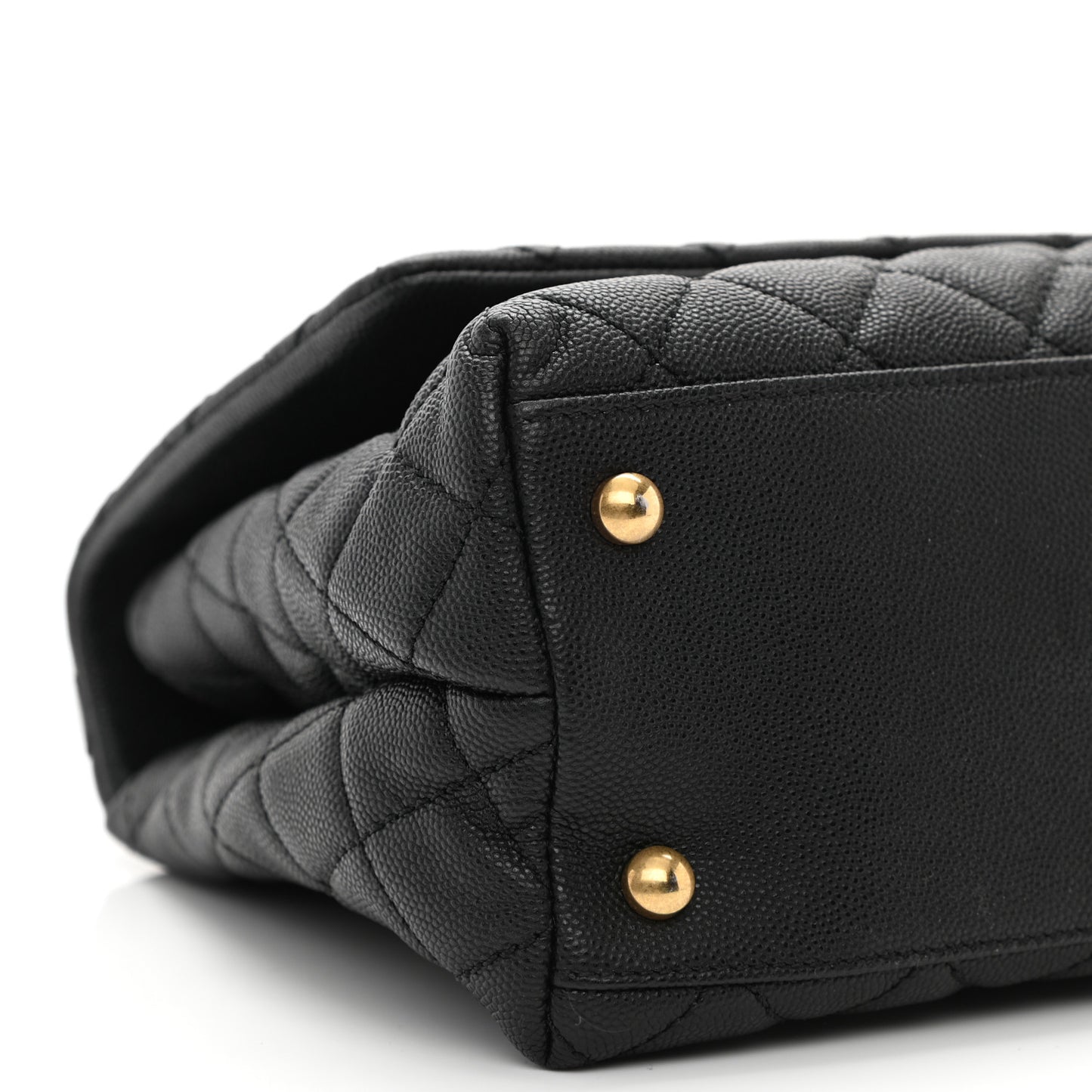Caviar Lizard Embossed Quilted Small Coco Handle Flap Black