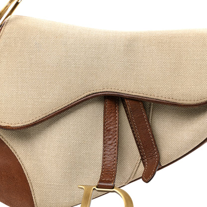 Christian Dior Canvas Calfskin Saddle Bag Beige 8 of 13