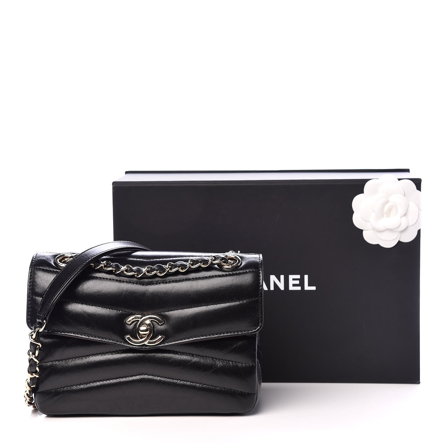 Chanel Shiny Lambskin Quilted Small Chevron Miroir Black 12 of 12