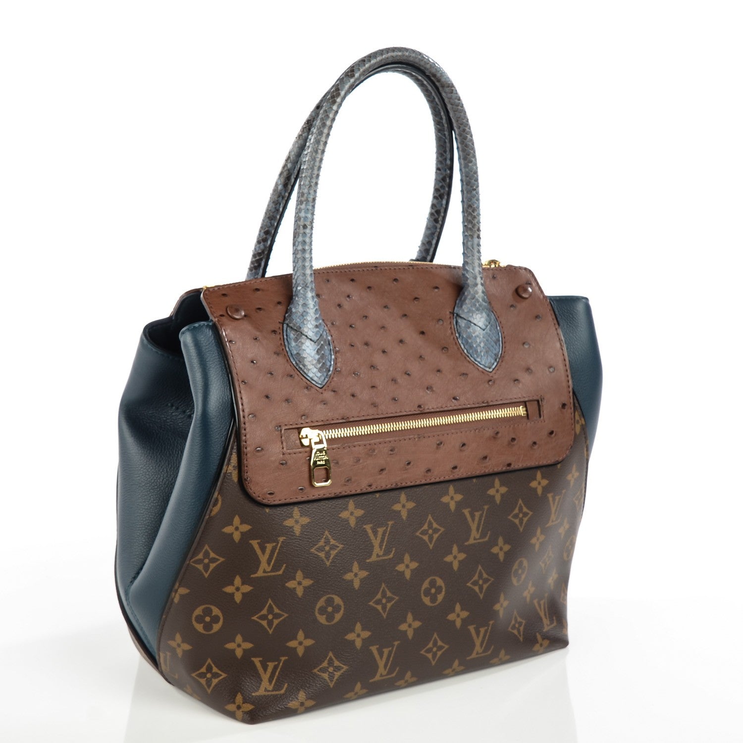 Louis Vuitton Ostrich Python Majestueux Tote MM Blue 3 of 7