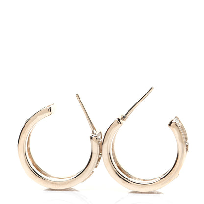 Chanel Metal Crystal Bow-tiful CC Hoop Earrings Gold 5 of 7