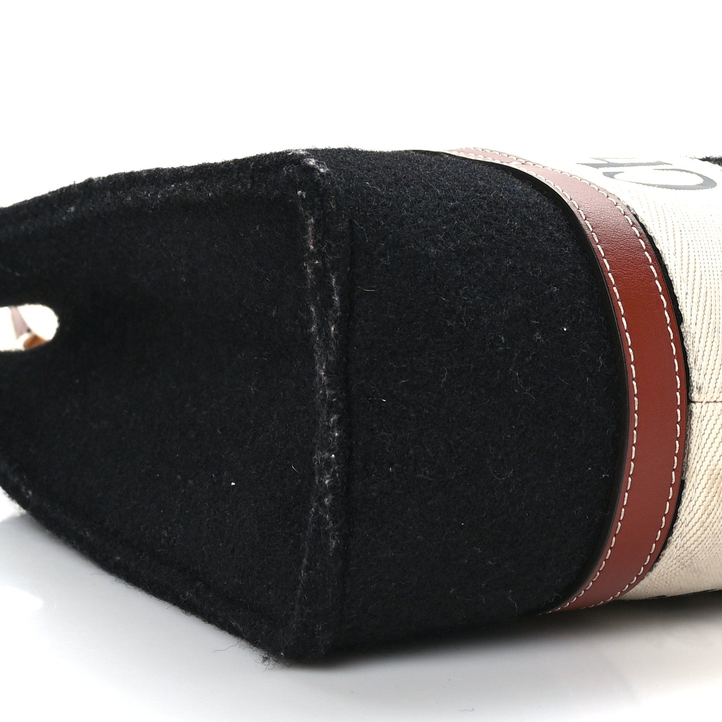 Felt Calfskin Medium Woody Ribbon Tote Black