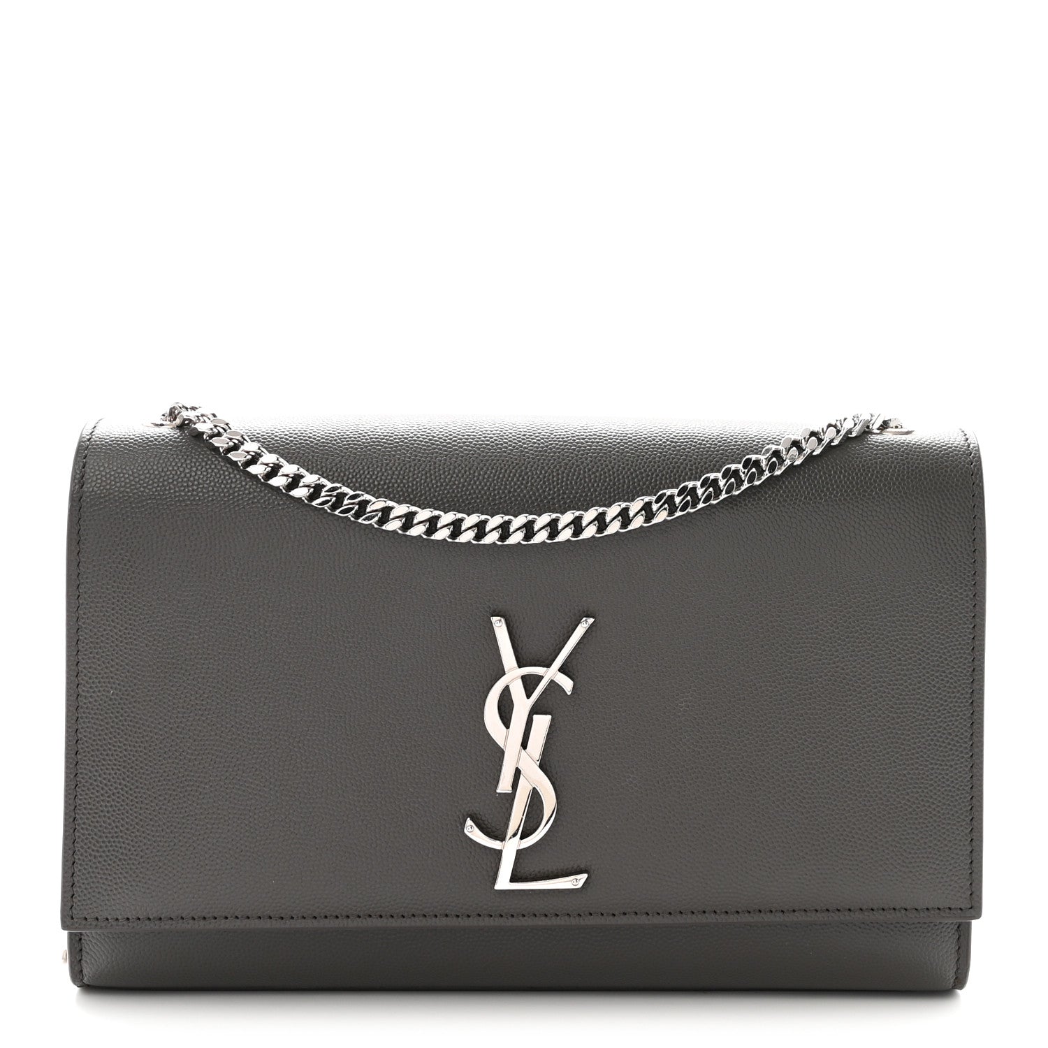 Saint Laurent Grain De Poudre Medium Classic Monogram Kate Satchel Earth Grey 1 of 8