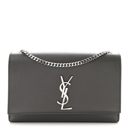 Saint Laurent Grain De Poudre Medium Classic Monogram Kate Satchel Earth Grey 1 of 8