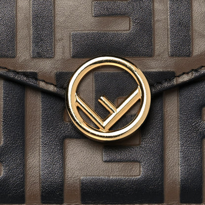 Fendi Vitello Soft F is Fendi Bi-Color FF 1974 Embossed Micro Tri-Fold Envelope Wallet Maya Black 7 of 7