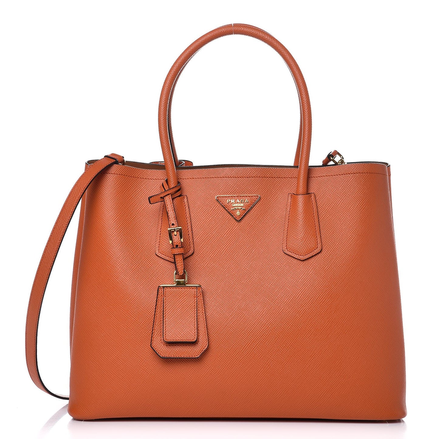 Saffiano Cuir Medium Double Bag Papaya