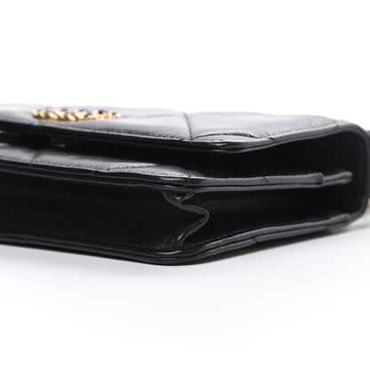 Chanel Shiny Goatskin Quilted Chanel 19 Wallet On Chain WOC Black 11 of 15