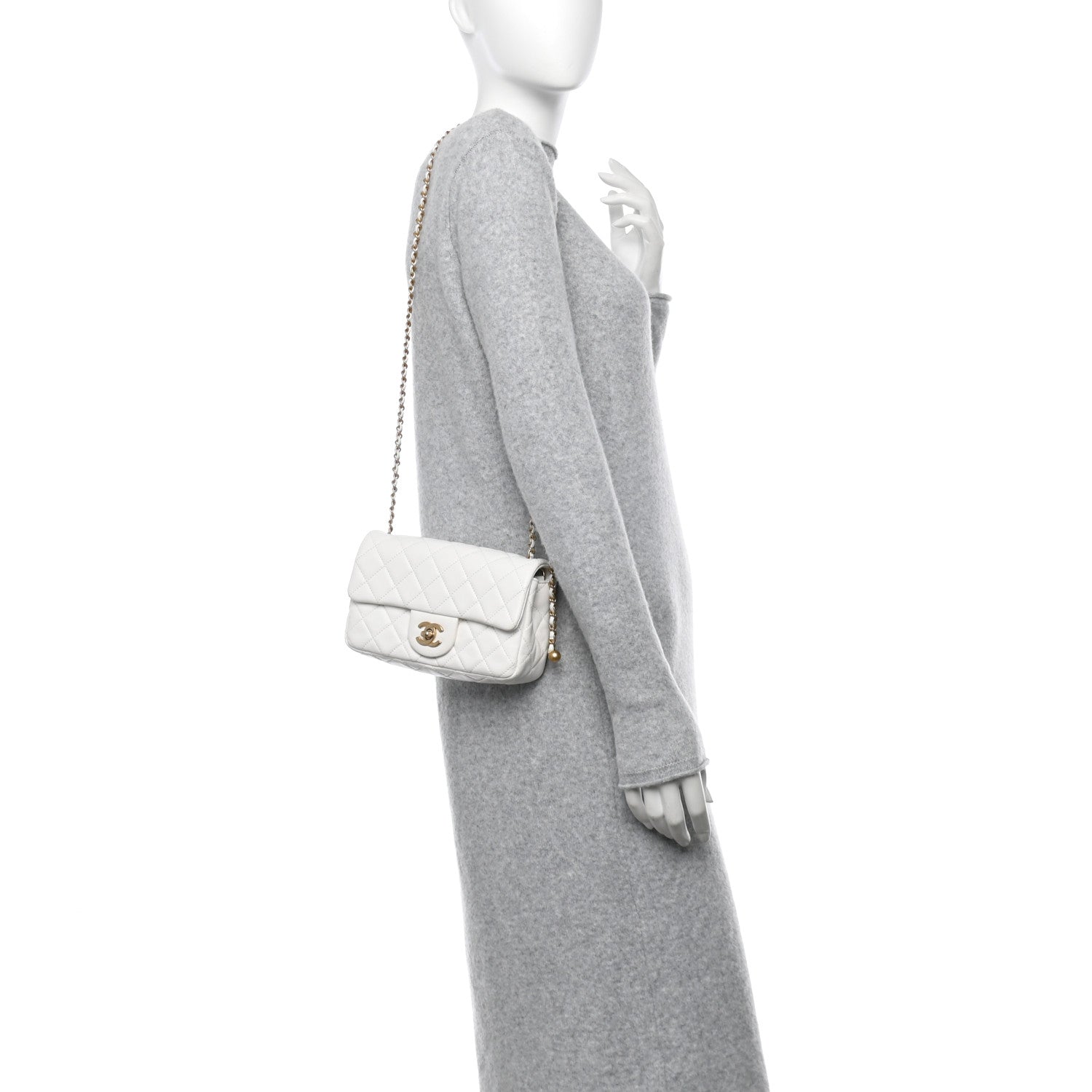 Chanel Lambskin Quilted Mini Rectangular Pearl Crush Flap White 2 of 9