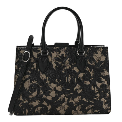 Gucci GG Supreme Monogram Arabesque Small Top Handle Bag Beige Black 1 of 10