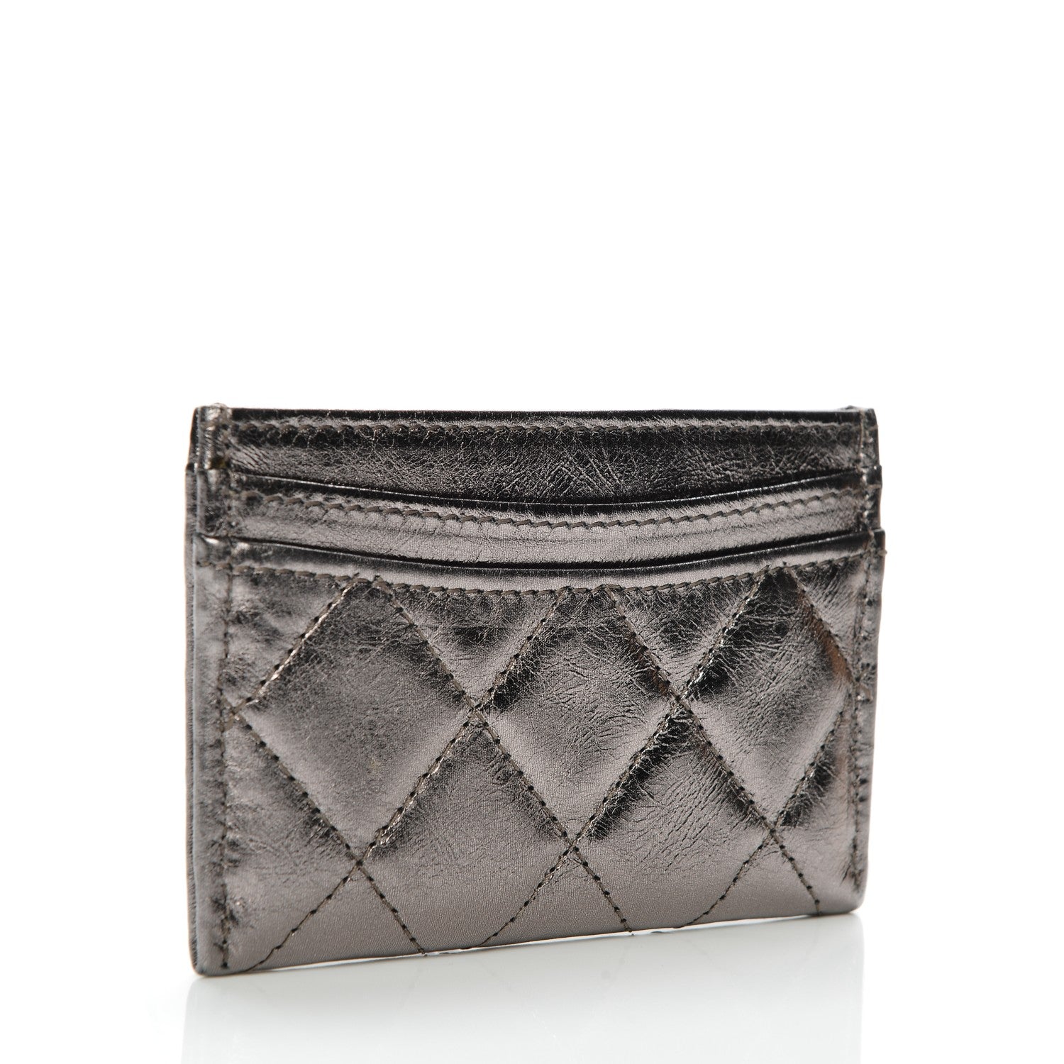 Chanel Metallic Aged Calfskin Quilted Reissue Card Holder Silver 3 of 6