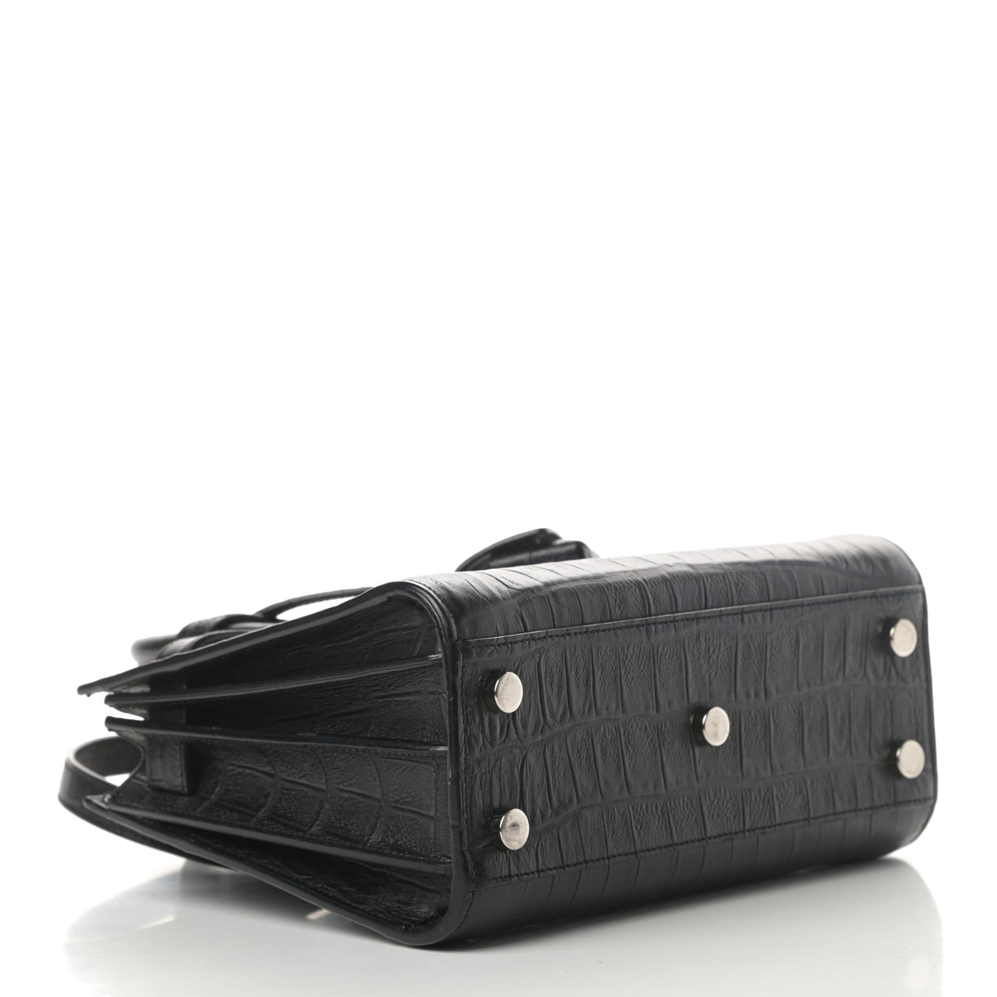 Calfskin Crocodile Embossed Nano Sac De Jour Black
