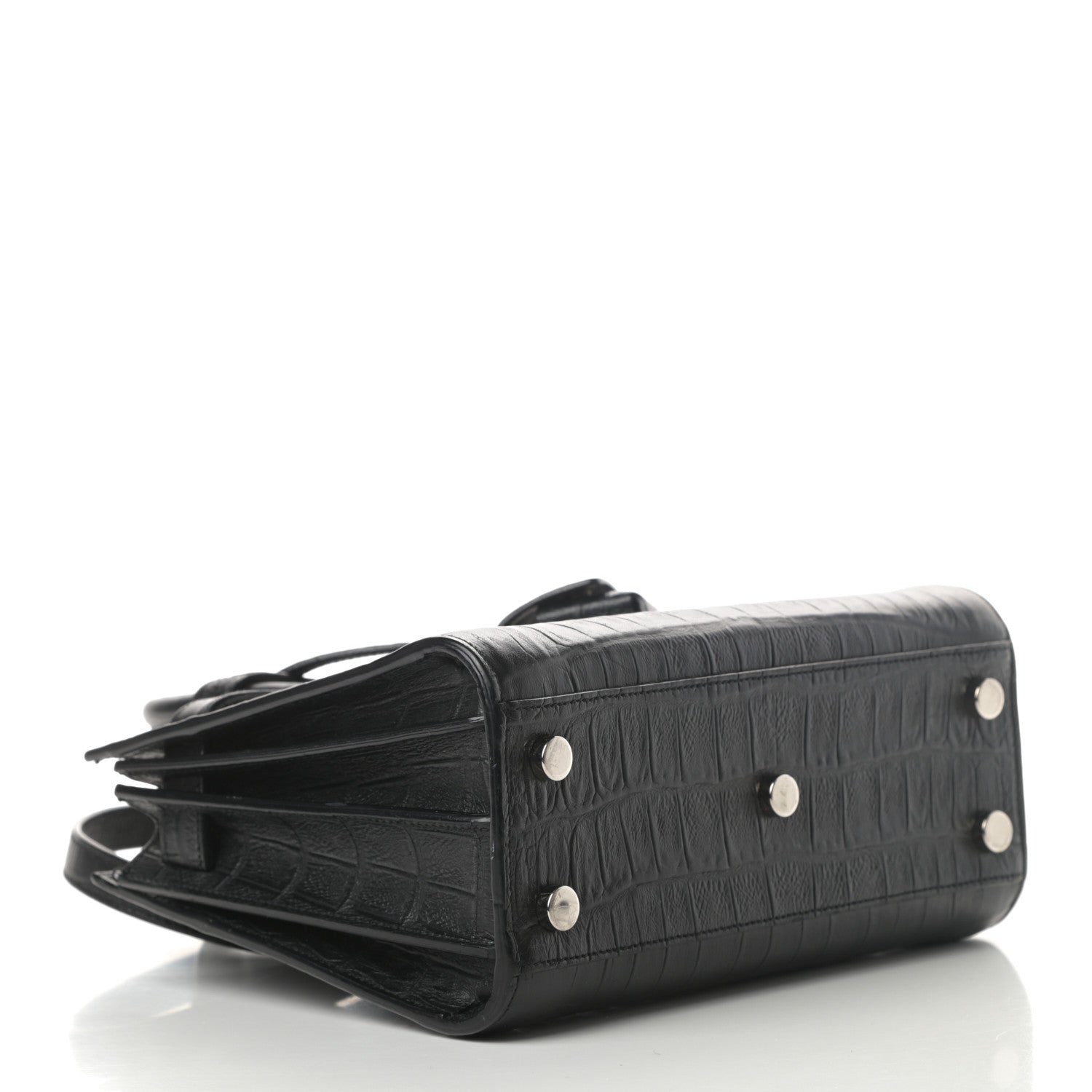 Saint Laurent Calfskin Crocodile Embossed Nano Sac De Jour Black 4 of 15