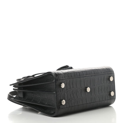 Saint Laurent Calfskin Crocodile Embossed Nano Sac De Jour Black 4 of 15