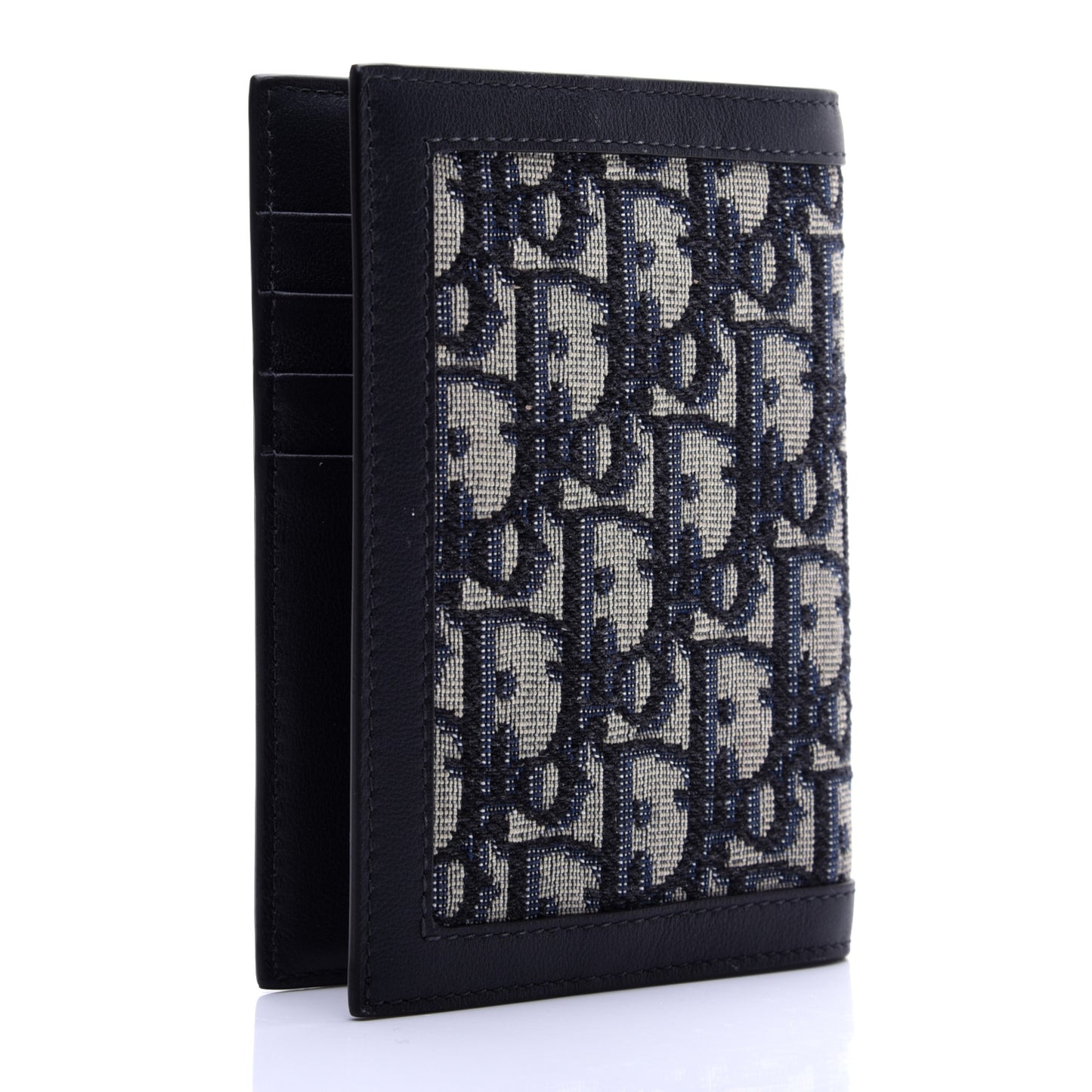 Calfskin Oblique Passport Holder Blue